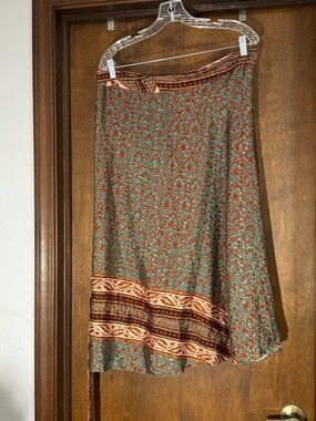 Darn Good Yarn Sari Silk Wrap Skirt Womens Goddess Maxi Boho Gypsy Reversible